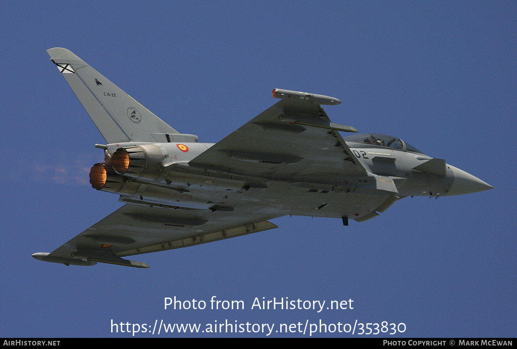 Aircraft Photo of C16-22 | Eurofighter EF-2000 Typhoon | Spain - Air Force | AirHistory.net #353830