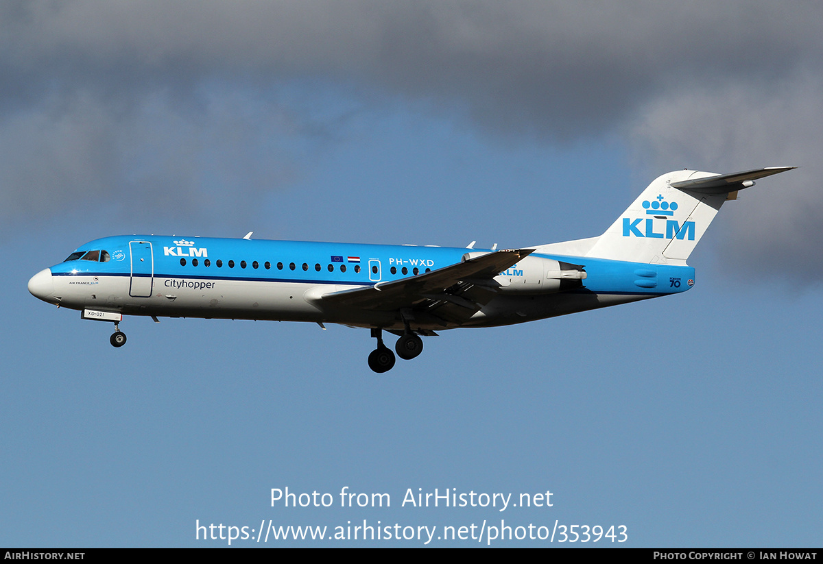 Aircraft Photo of PH-WXD | Fokker 70 (F28-0070) | KLM Cityhopper | AirHistory.net #353943