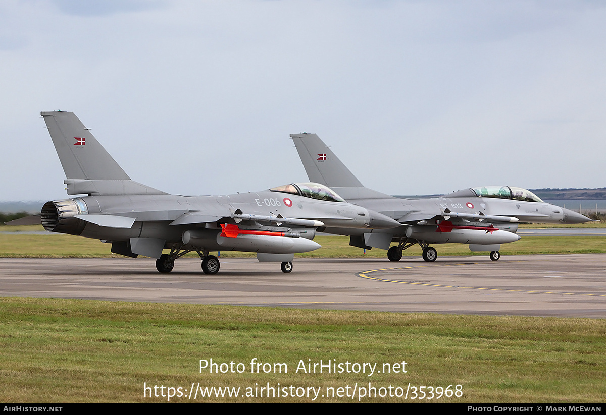 Aircraft Photo of E-006 | General Dynamics F-16AM Fighting Falcon | Denmark - Air Force | AirHistory.net #353968