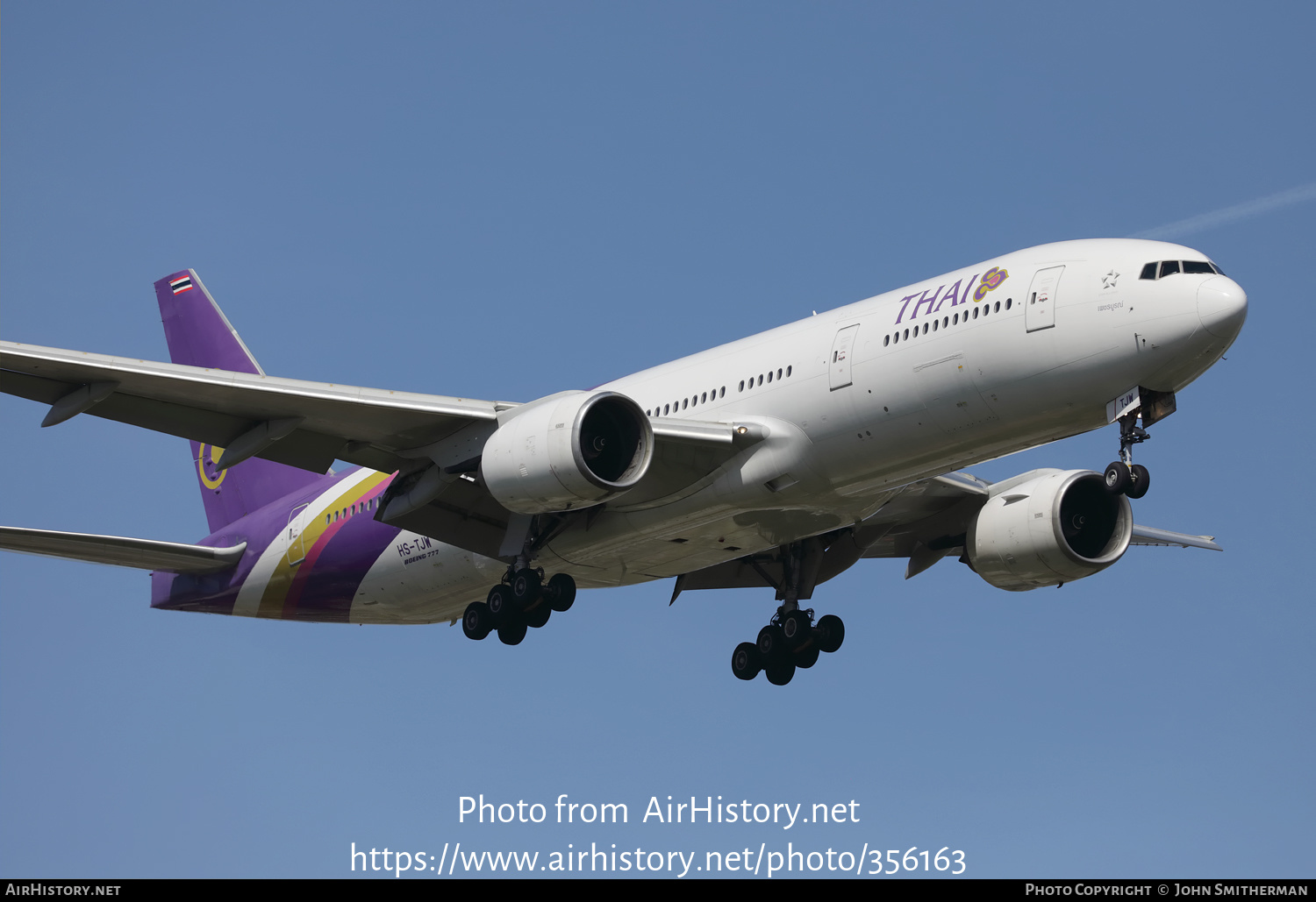 Aircraft Photo of HS-TJW | Boeing 777-2D7/ER | Thai Airways International | AirHistory.net #356163