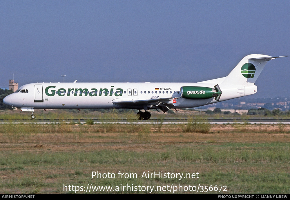 Aircraft Photo of D-AGPE | Fokker 100 (F28-0100) | Germania | AirHistory.net #356672