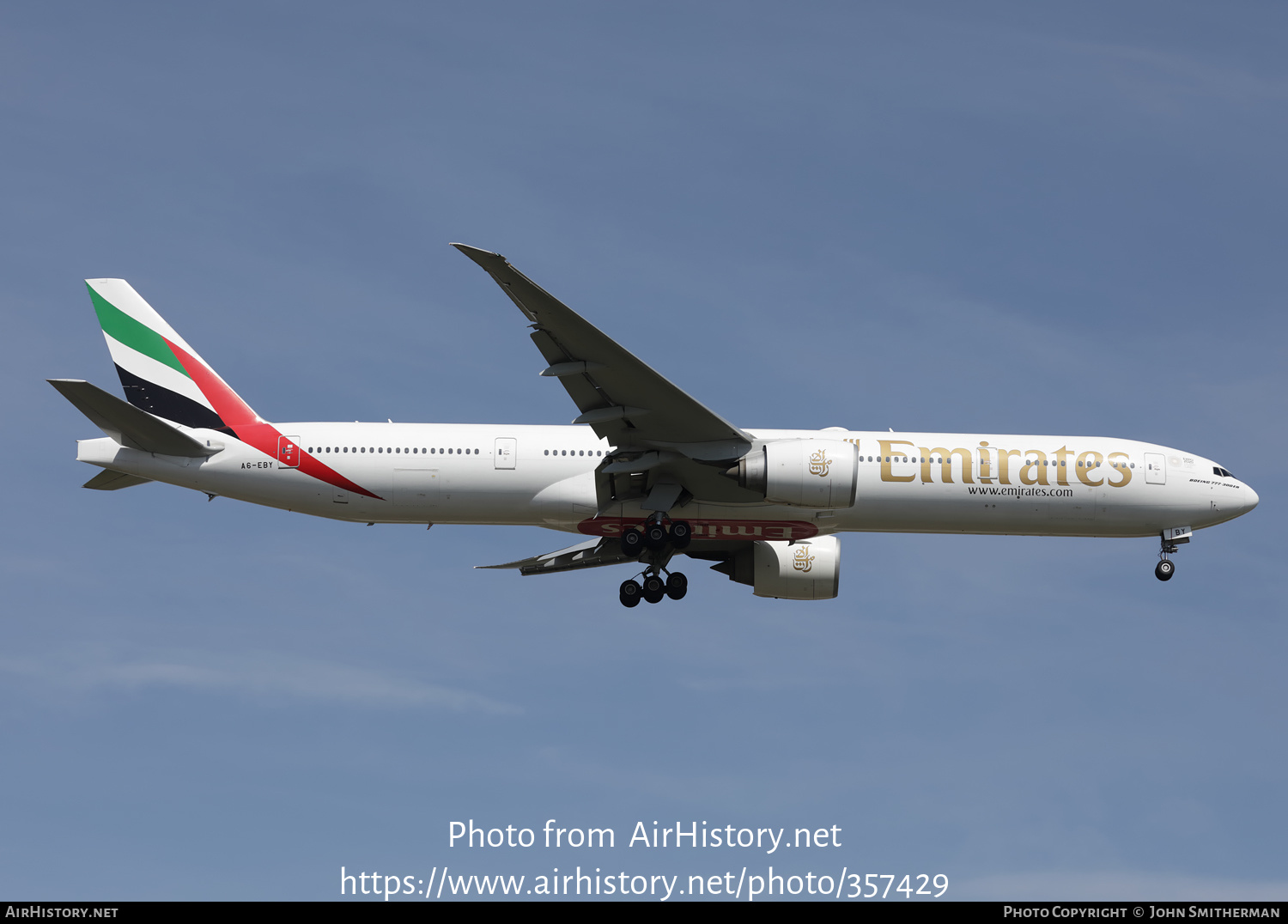 Aircraft Photo of A6-EBY | Boeing 777-36N/ER | Emirates | AirHistory.net #357429