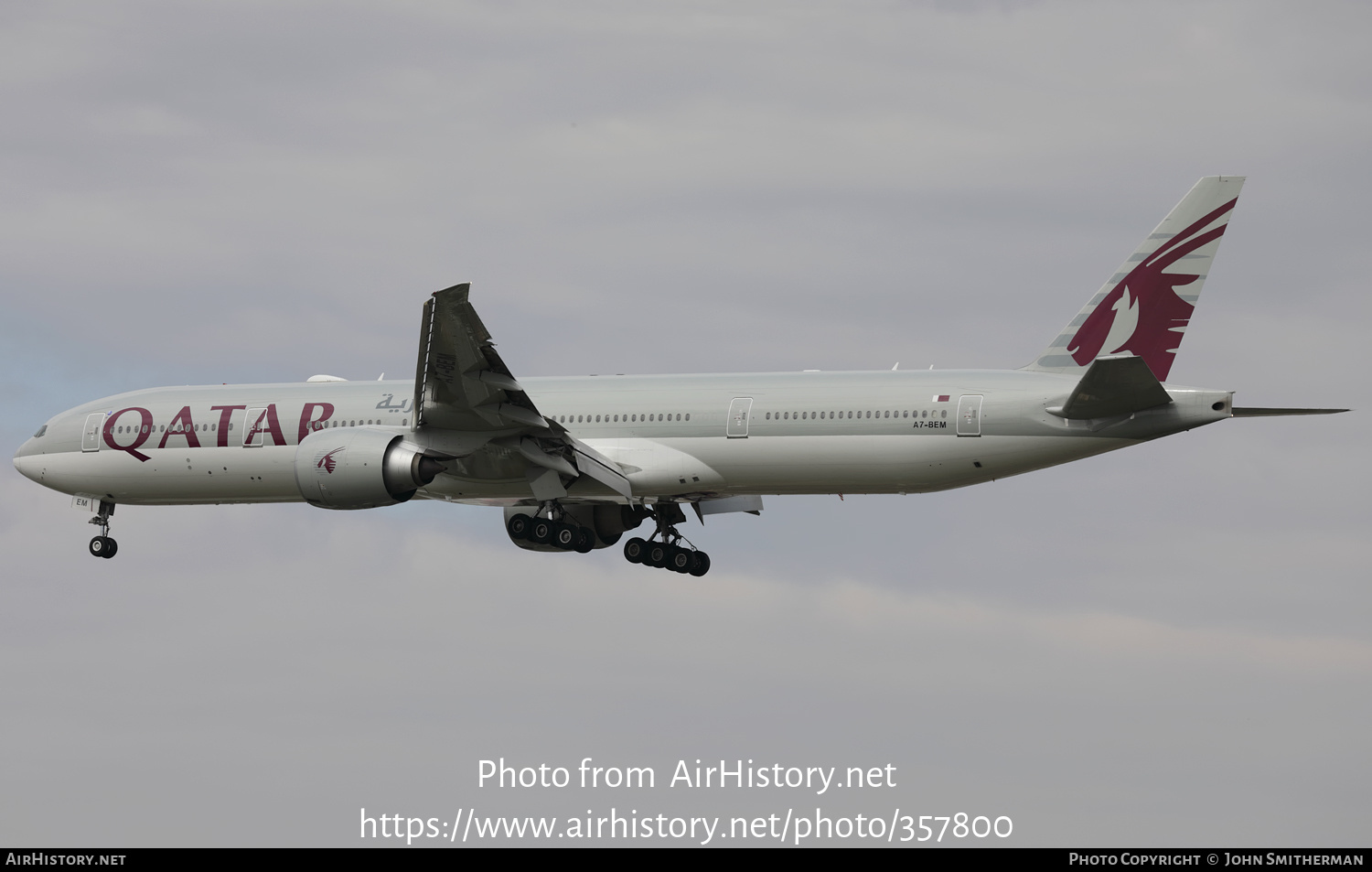 Aircraft Photo of A7-BEM | Boeing 777-300/ER | Qatar Airways | AirHistory.net #357800