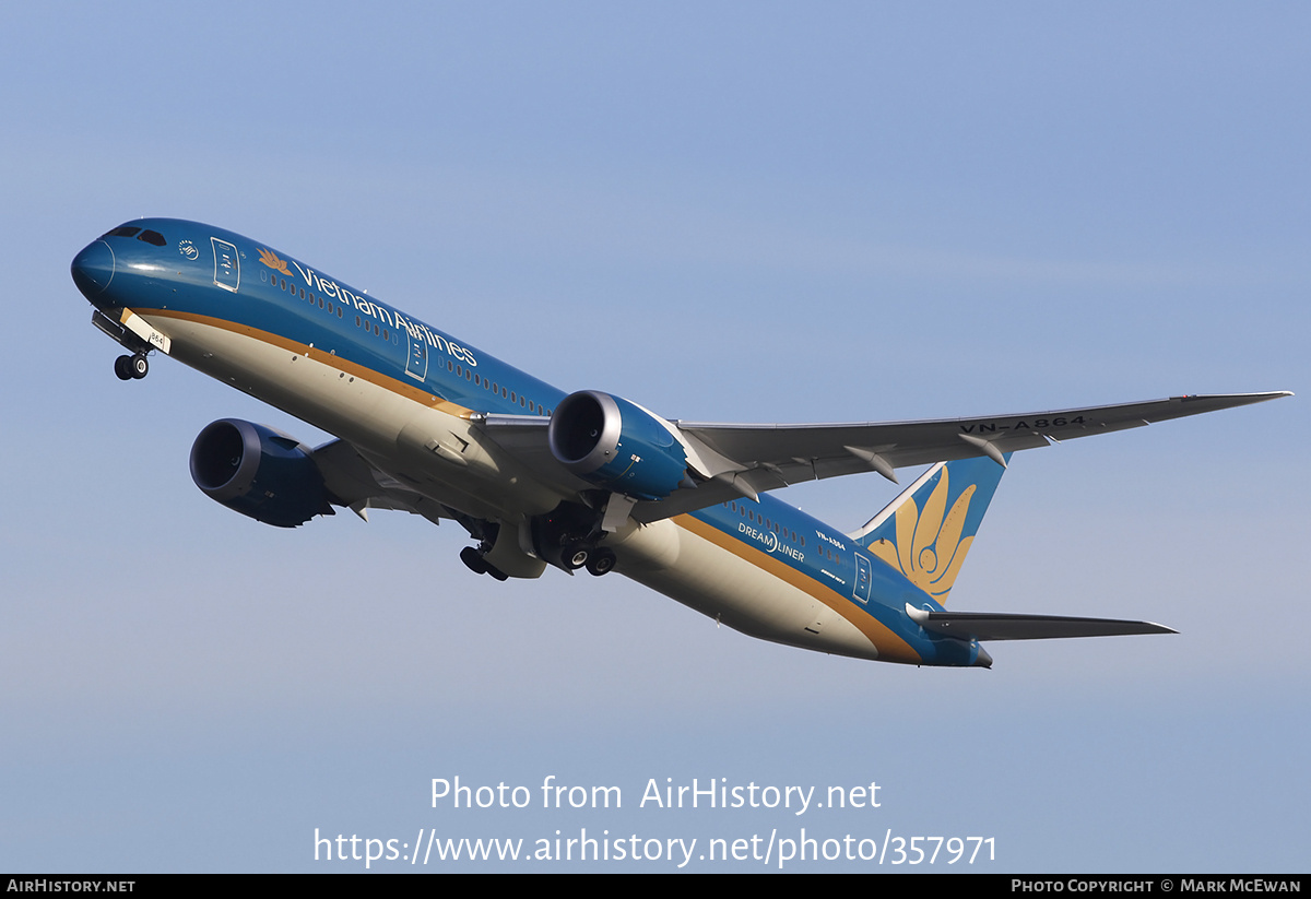 Aircraft Photo of VN-A864 | Boeing 787-9 Dreamliner | Vietnam Airlines | AirHistory.net #357971