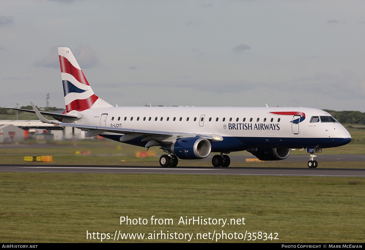 Aircraft Photo of G-LCYT | Embraer 190SR (ERJ-190-100SR) | British Airways | AirHistory.net #358342