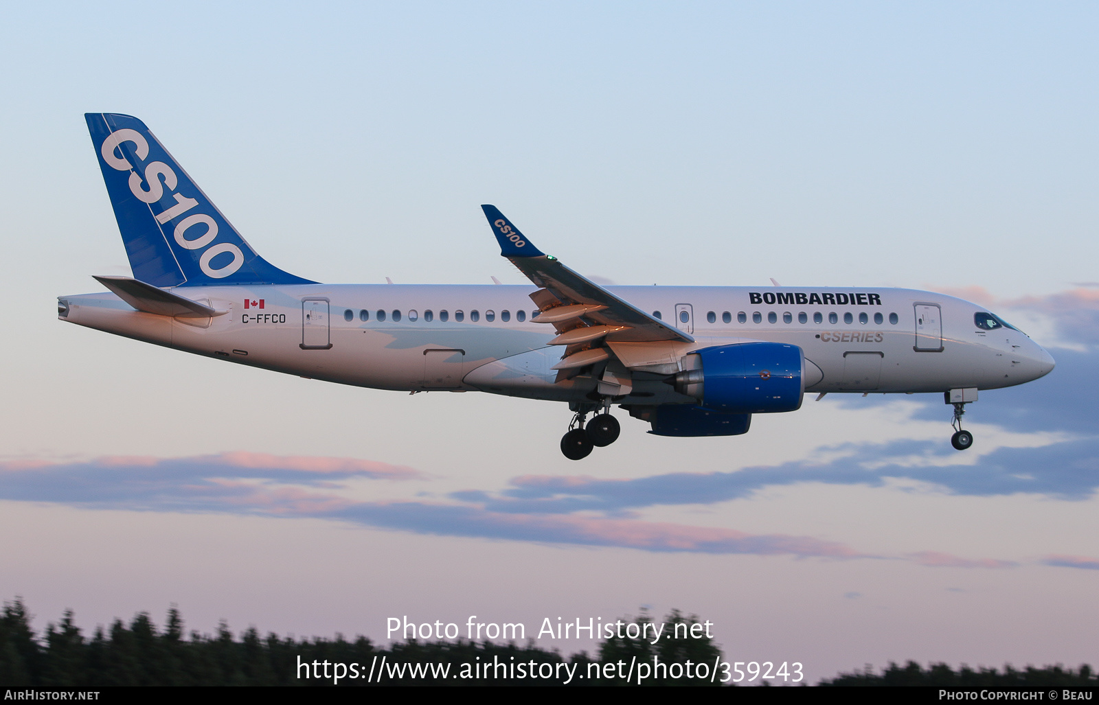 Aircraft Photo of C-FFCO | Bombardier CSeries CS100 (BD-500-1A10) | Bombardier | AirHistory.net #359243