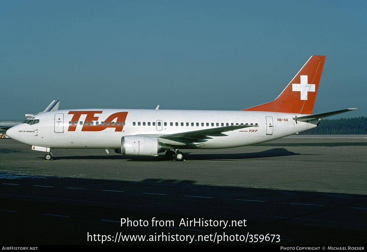 Aircraft Photo of HB-IIA | Boeing 737-3M8 | TEA Switzerland - Trans European Airways | AirHistory.net #359673