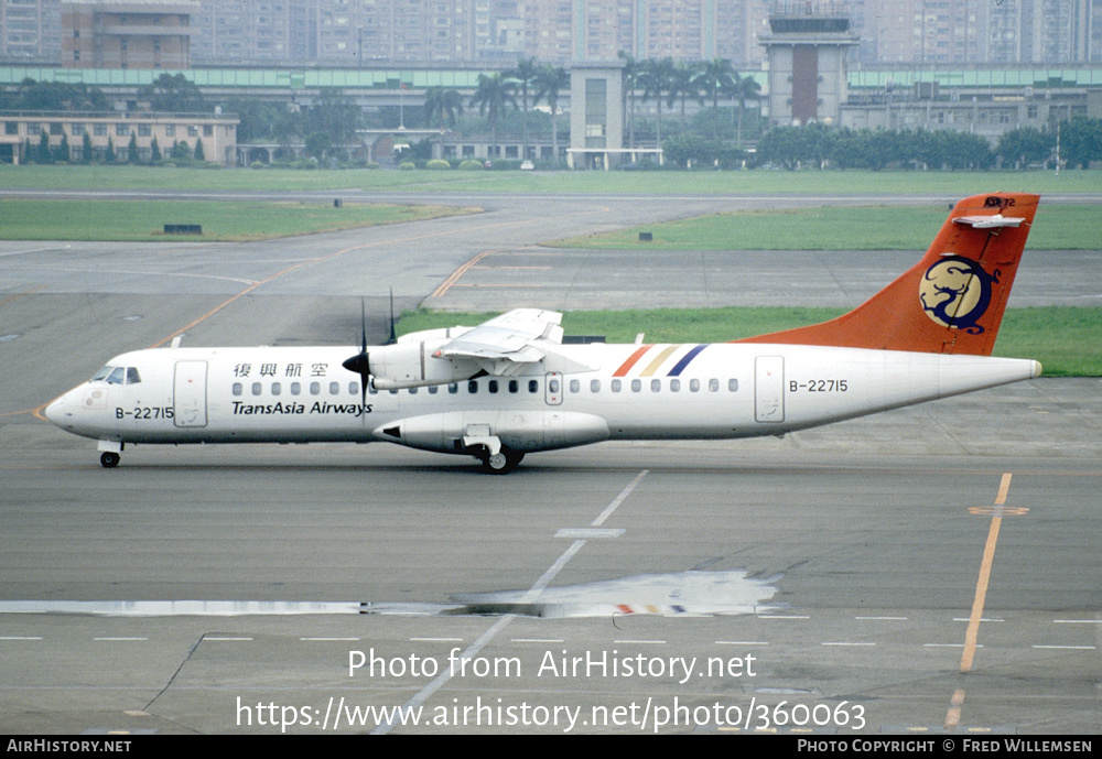Aircraft Photo of B-22715 | ATR ATR-72-101 | TransAsia Airways | AirHistory.net #360063