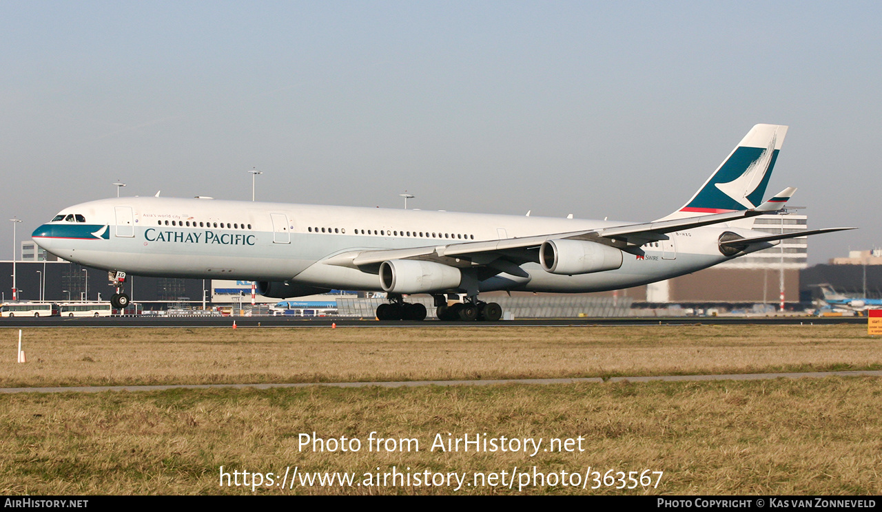 Aircraft Photo of B-HXG | Airbus A340-313 | Cathay Pacific Airways | AirHistory.net #363567