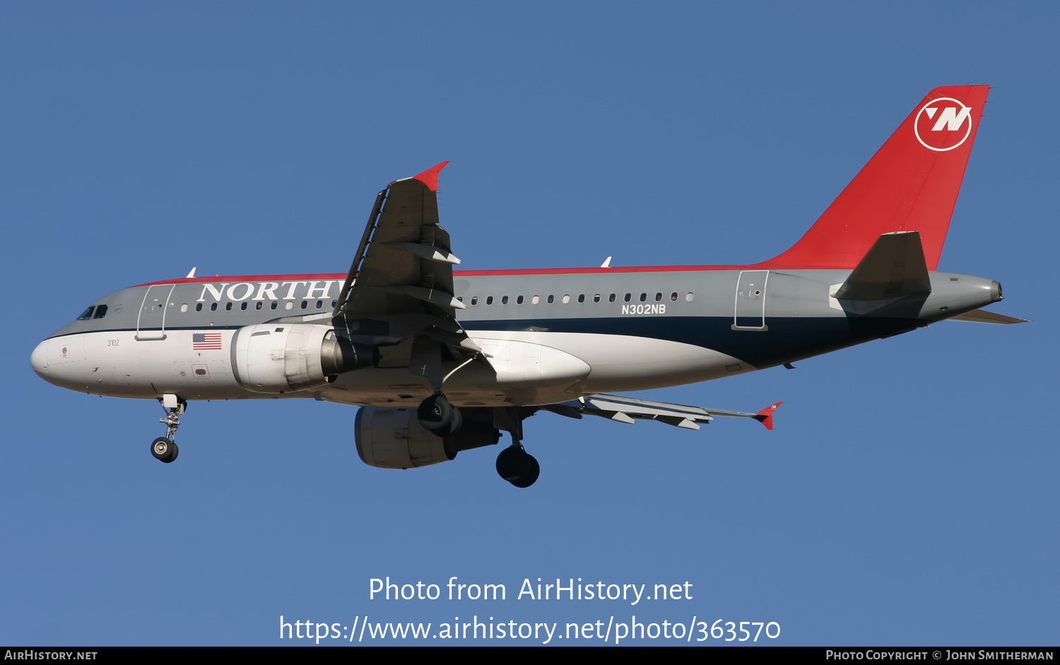 Aircraft Photo of N302NB | Airbus A319-114 | Northwest Airlines | AirHistory.net #363570