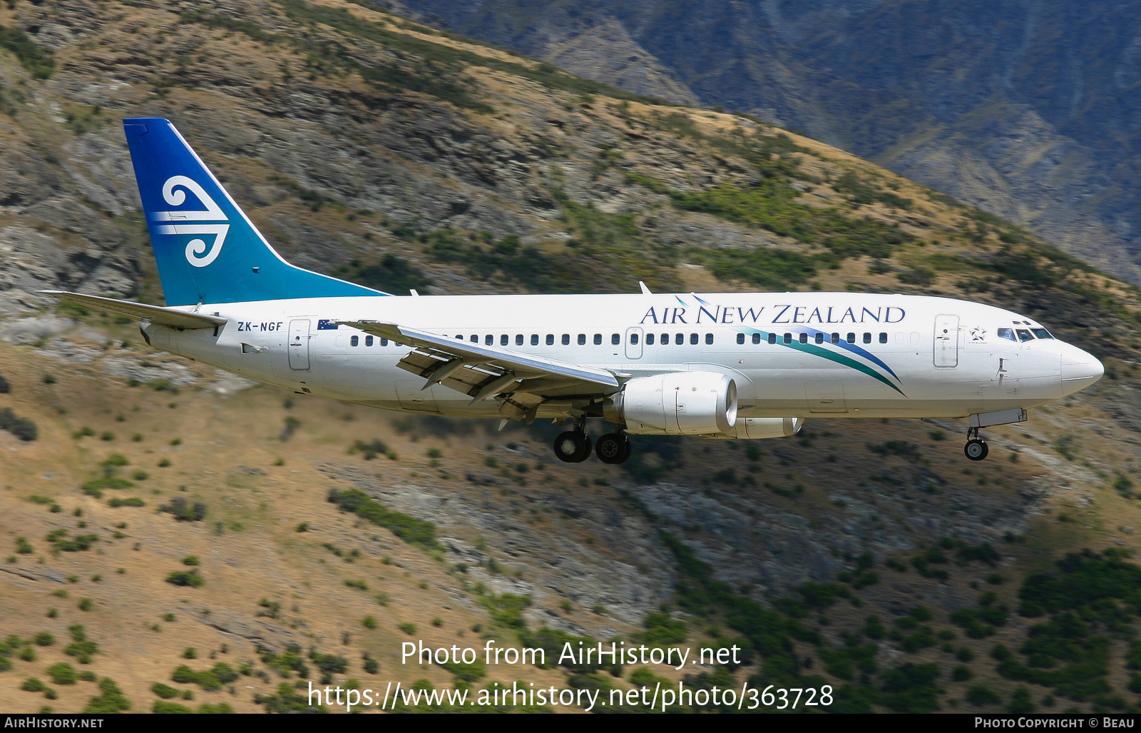 Aircraft Photo of ZK-NGF | Boeing 737-3U3 | Air New Zealand | AirHistory.net #363728