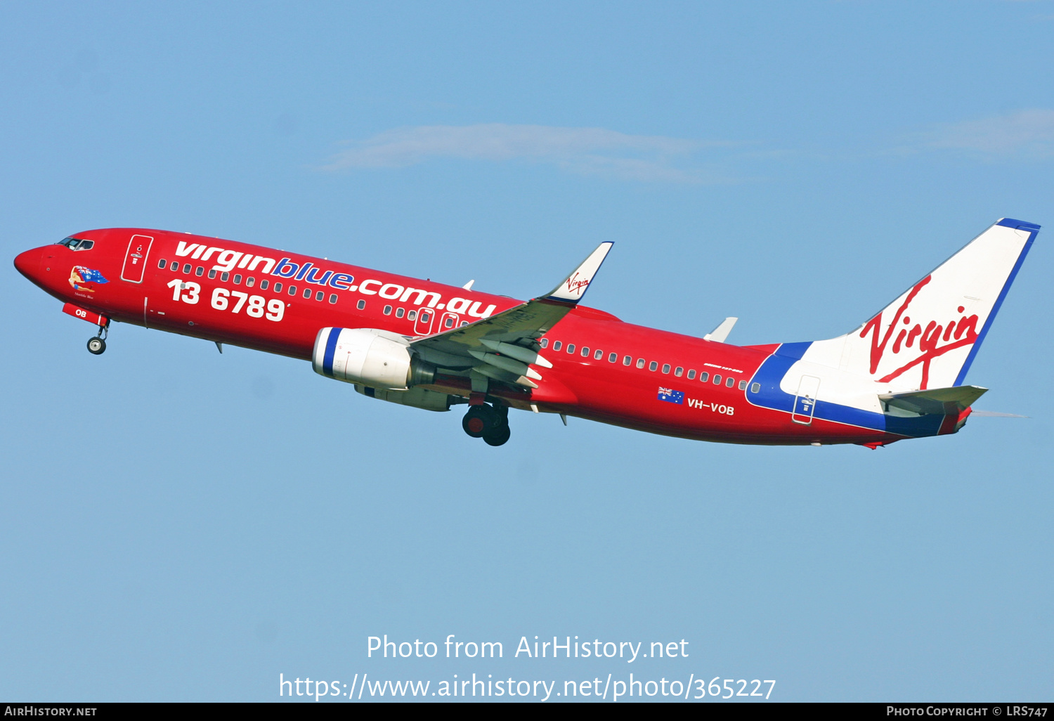 Aircraft Photo of VH-VOB | Boeing 737-8BK | Virgin Blue Airlines | AirHistory.net #365227