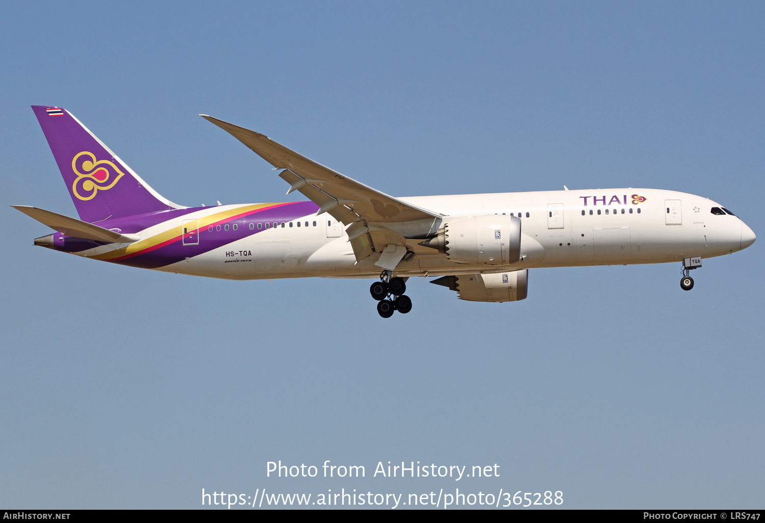 Aircraft Photo of HS-TQA | Boeing 787-8 Dreamliner | Thai Airways International | AirHistory.net #365288