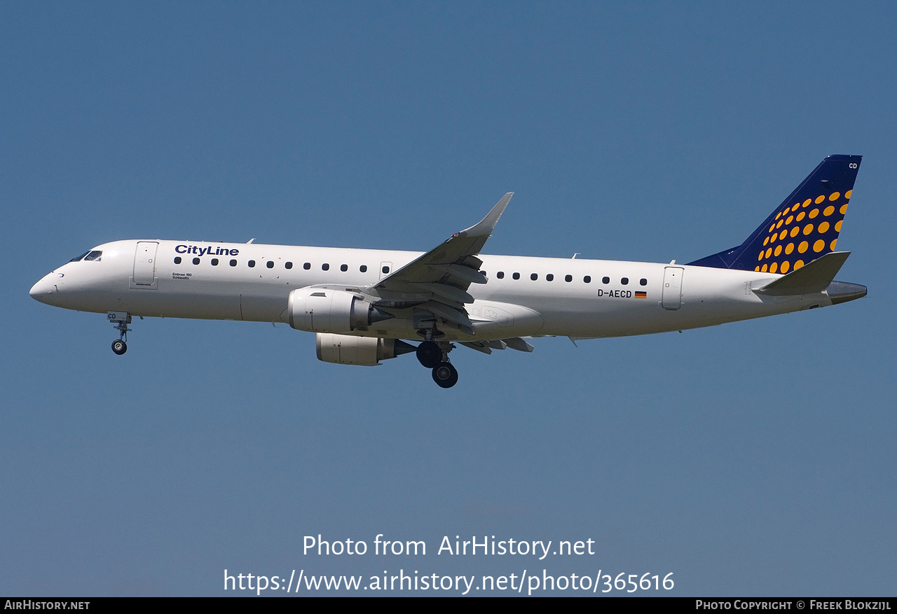 Aircraft Photo of D-AECD | Embraer 190LR (ERJ-190-100LR) | Lufthansa CityLine | AirHistory.net #365616