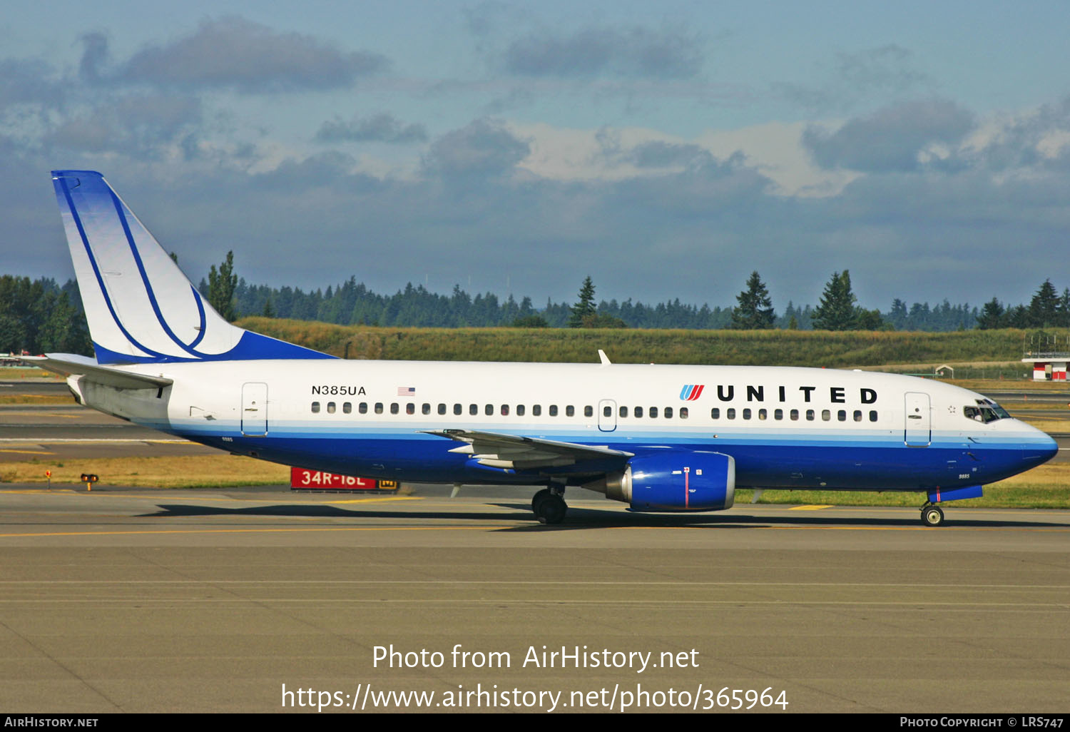 Aircraft Photo of N385UA | Boeing 737-322 | United Airlines | AirHistory.net #365964