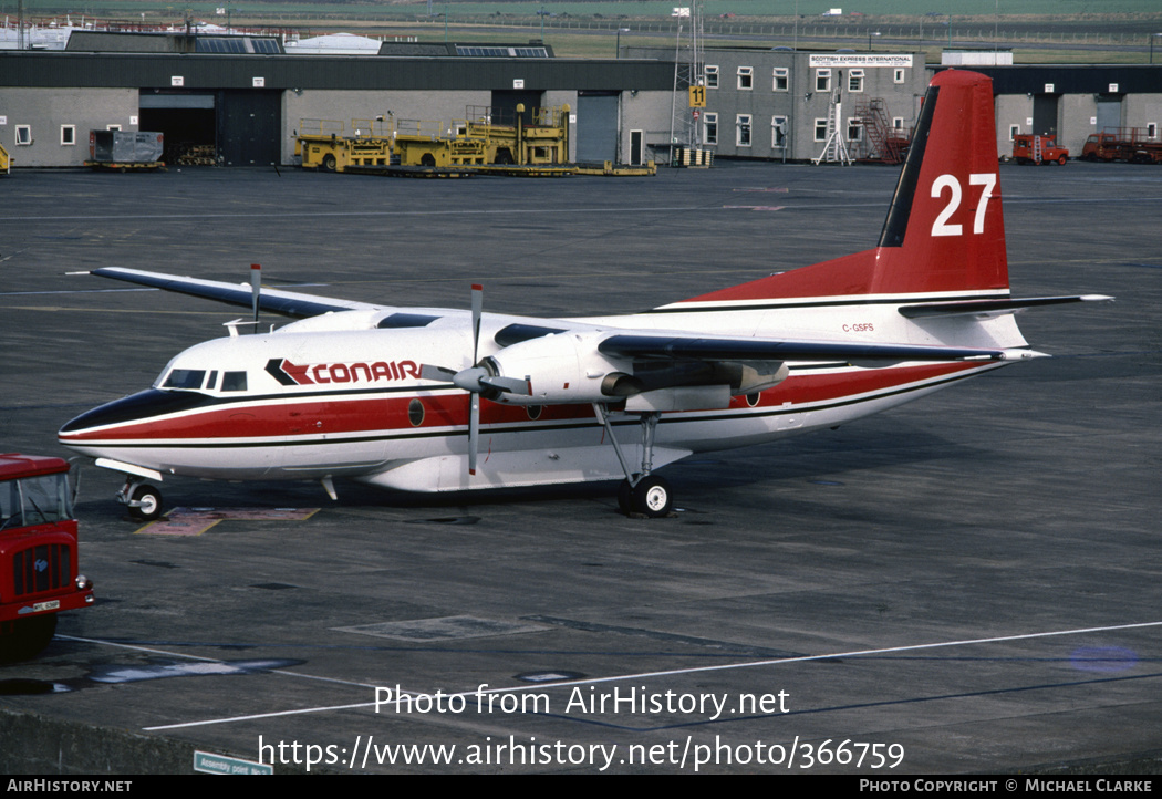 Aircraft Photo of C-GSFS | Fokker F27-600/AT Friendship | Conair Aviation | AirHistory.net #366759