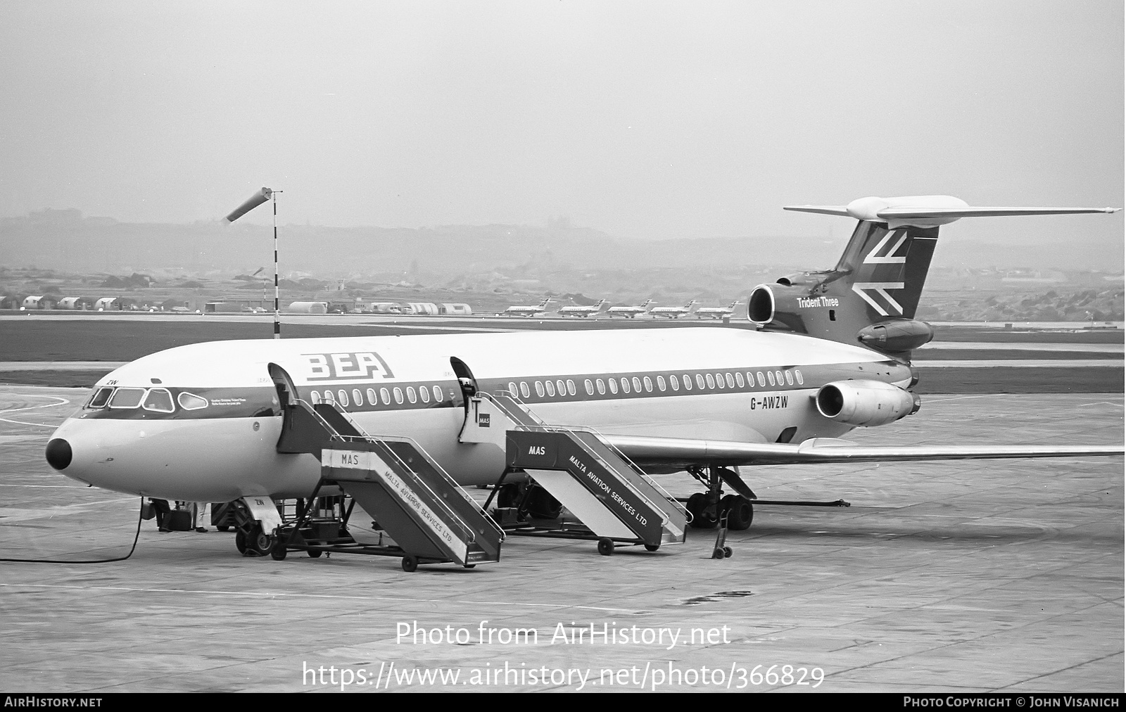 Aircraft Photo of G-AWZW | Hawker Siddeley HS-121 Trident 3B | BEA - British European Airways | AirHistory.net #366829