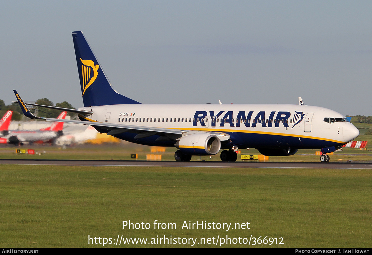 Aircraft Photo of EI-EML | Boeing 737-8AS | Ryanair | AirHistory.net #366912