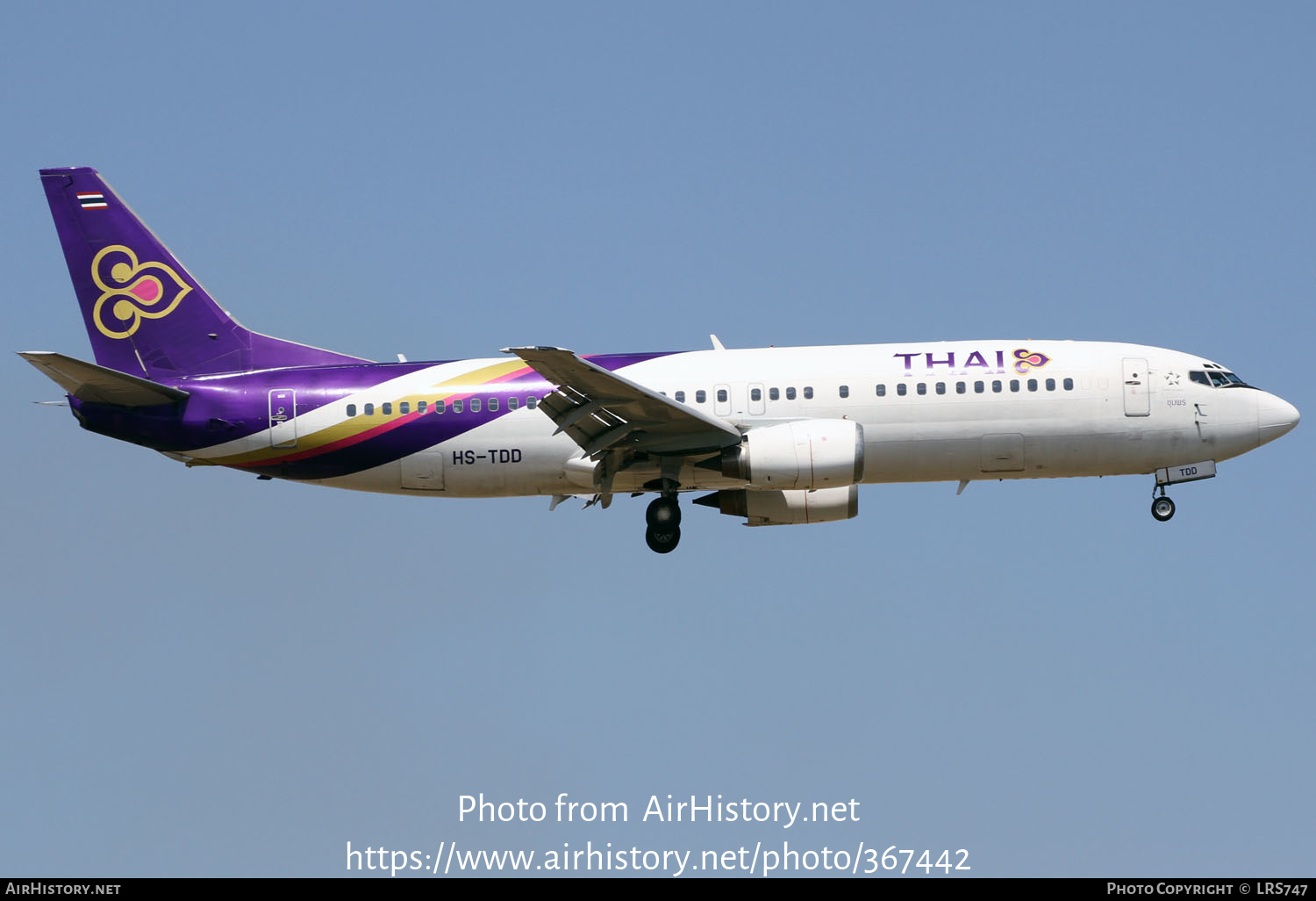 Aircraft Photo of HS-TDD | Boeing 737-4D7 | Thai Airways International | AirHistory.net #367442