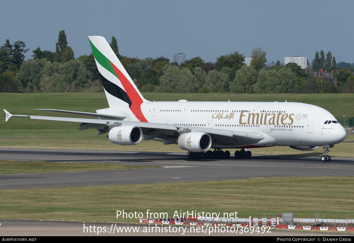 Aircraft Photo of A6-EUN | Airbus A380-861 | Emirates | AirHistory.net #369492