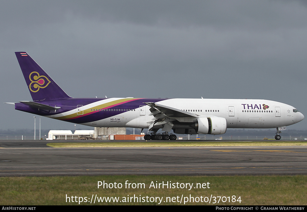 Aircraft Photo of HS-TJW | Boeing 777-2D7/ER | Thai Airways International | AirHistory.net #370184