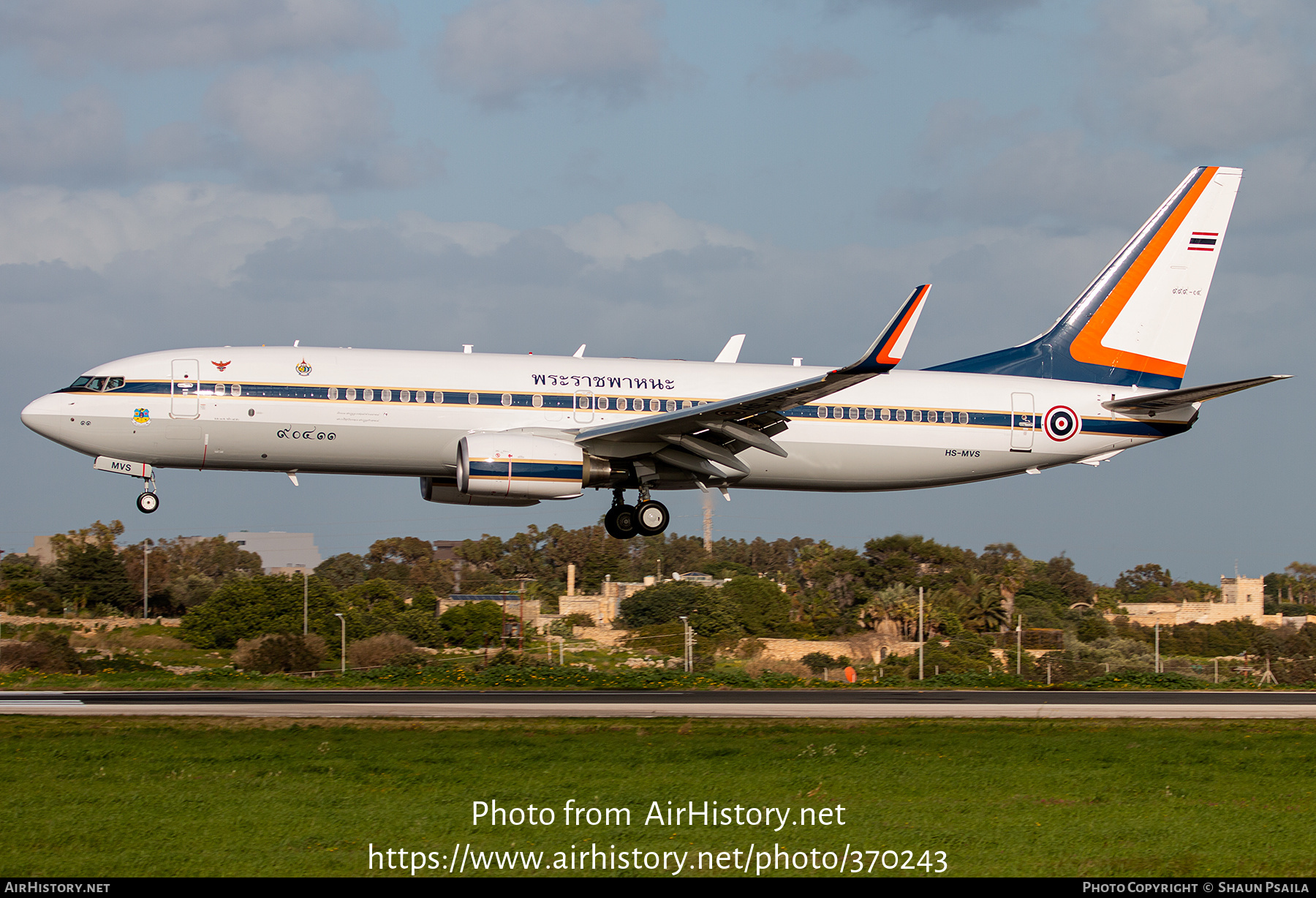 Aircraft Photo of HS-MVS / L11KH2-1/50 | Boeing 737-8Z6 BBJ2 | Thailand - Air Force | AirHistory.net #370243