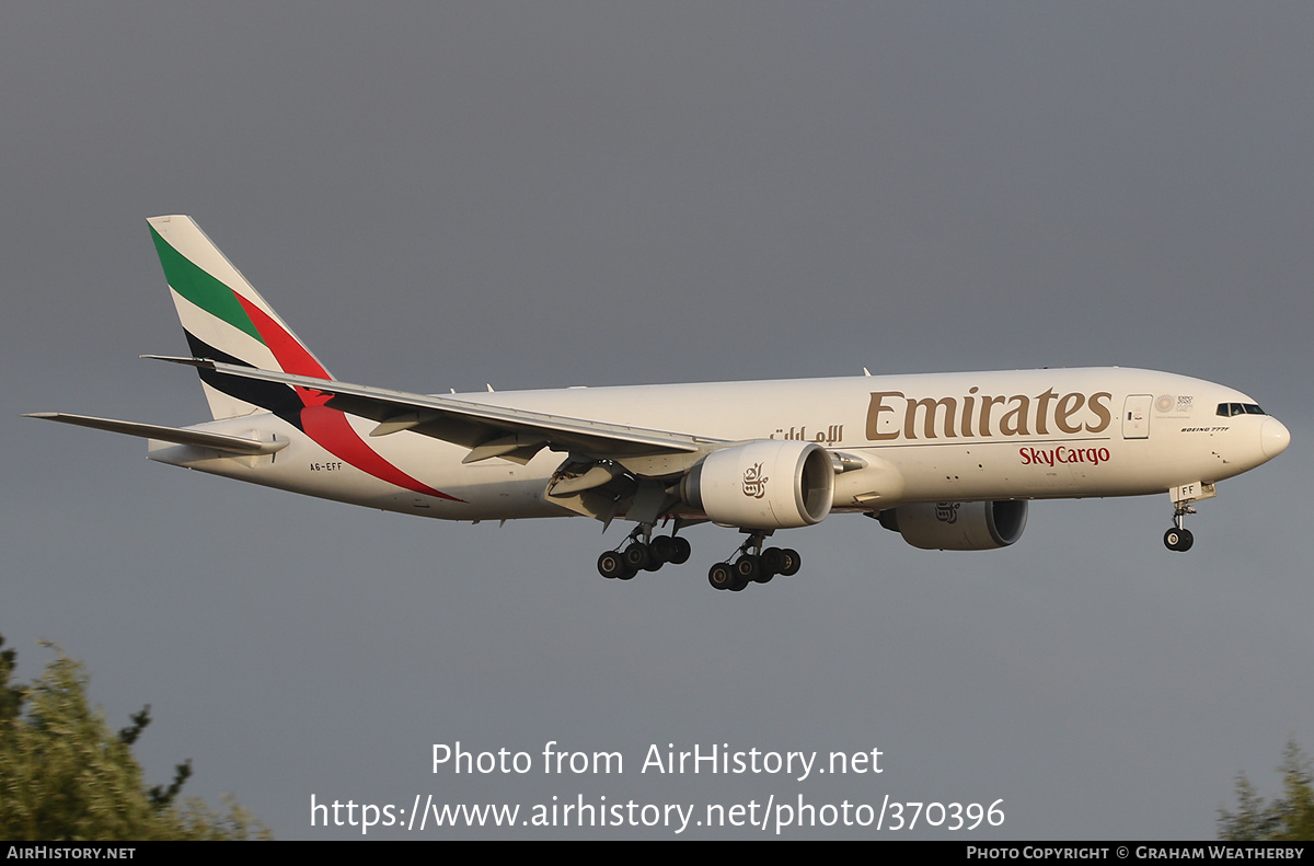 Aircraft Photo of A6-EFF | Boeing 777-F1H | Emirates SkyCargo | AirHistory.net #370396