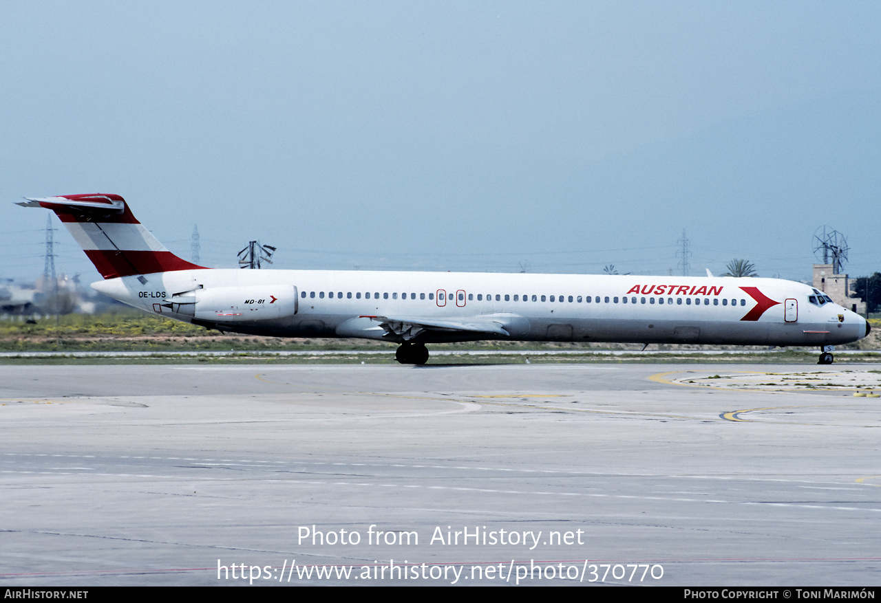 Aircraft Photo of OE-LDS | McDonnell Douglas MD-81 (DC-9-81) | Austrian Airlines | AirHistory.net #370770