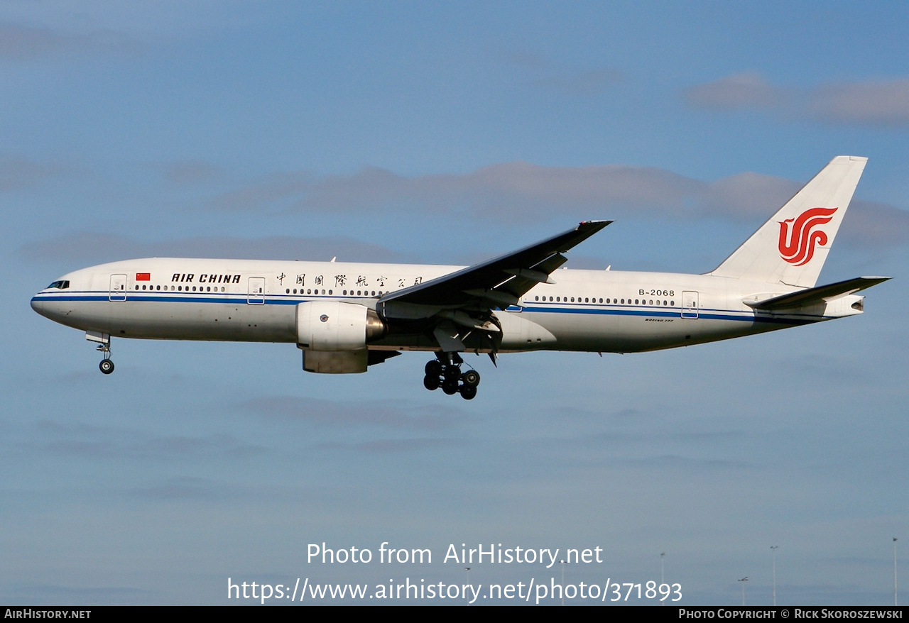 Aircraft Photo of B-2068 | Boeing 777-29L | Air China | AirHistory.net #371893