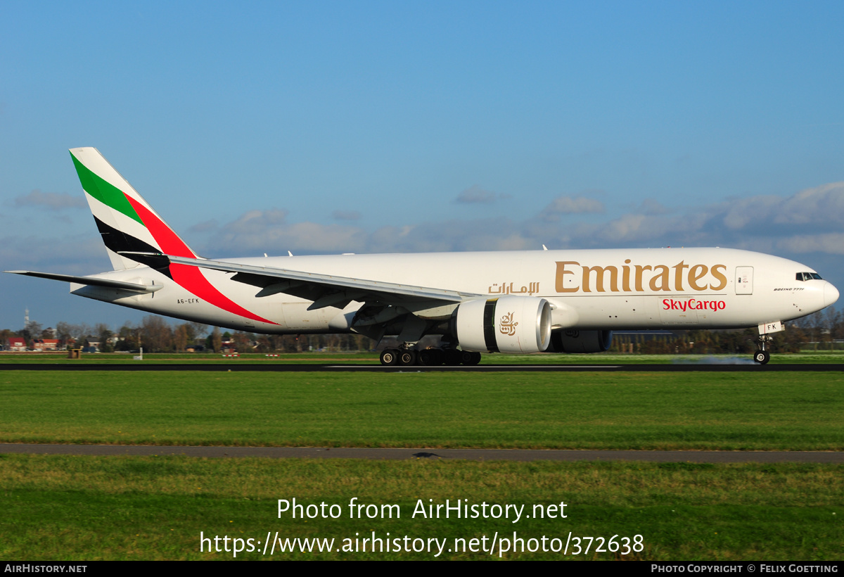 Aircraft Photo of A6-EFK | Boeing 777-F1H | Emirates SkyCargo ...