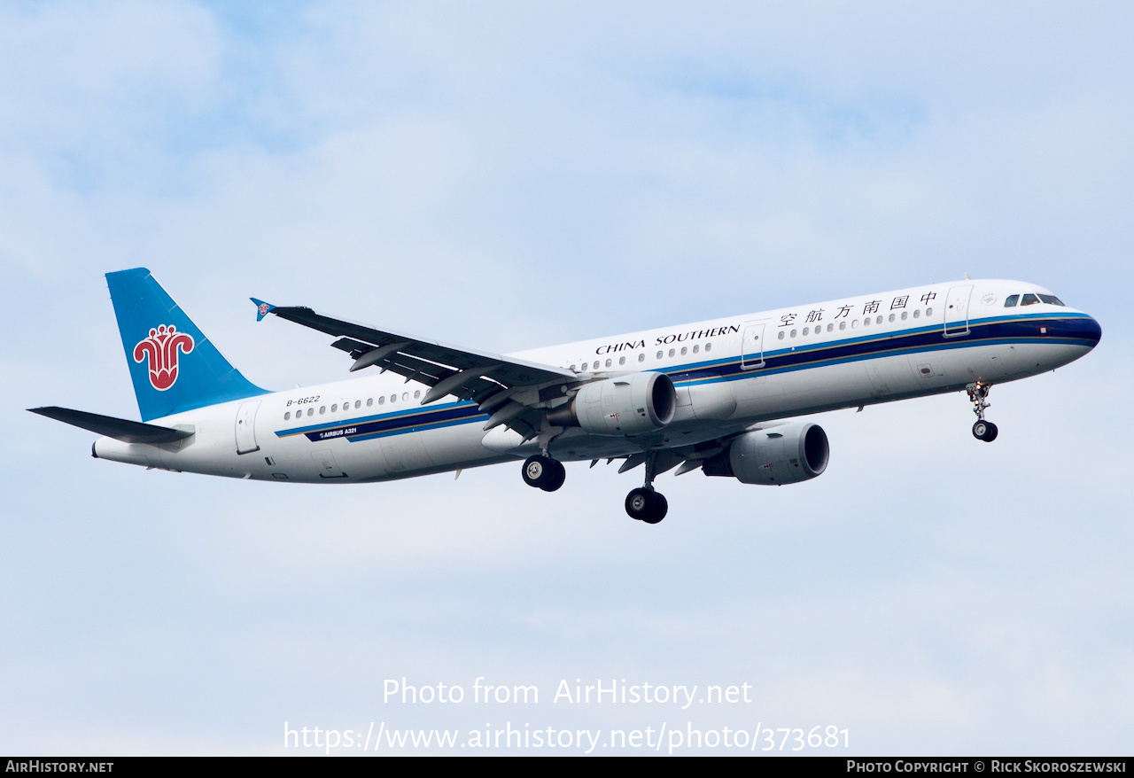 Aircraft Photo of B-6622 | Airbus A321-211 | China Southern Airlines | AirHistory.net #373681