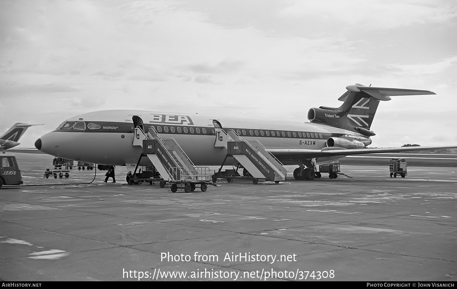 Aircraft Photo of G-AZXM | Hawker Siddeley HS-121 Trident 2E | BEA - British European Airways | AirHistory.net #374308