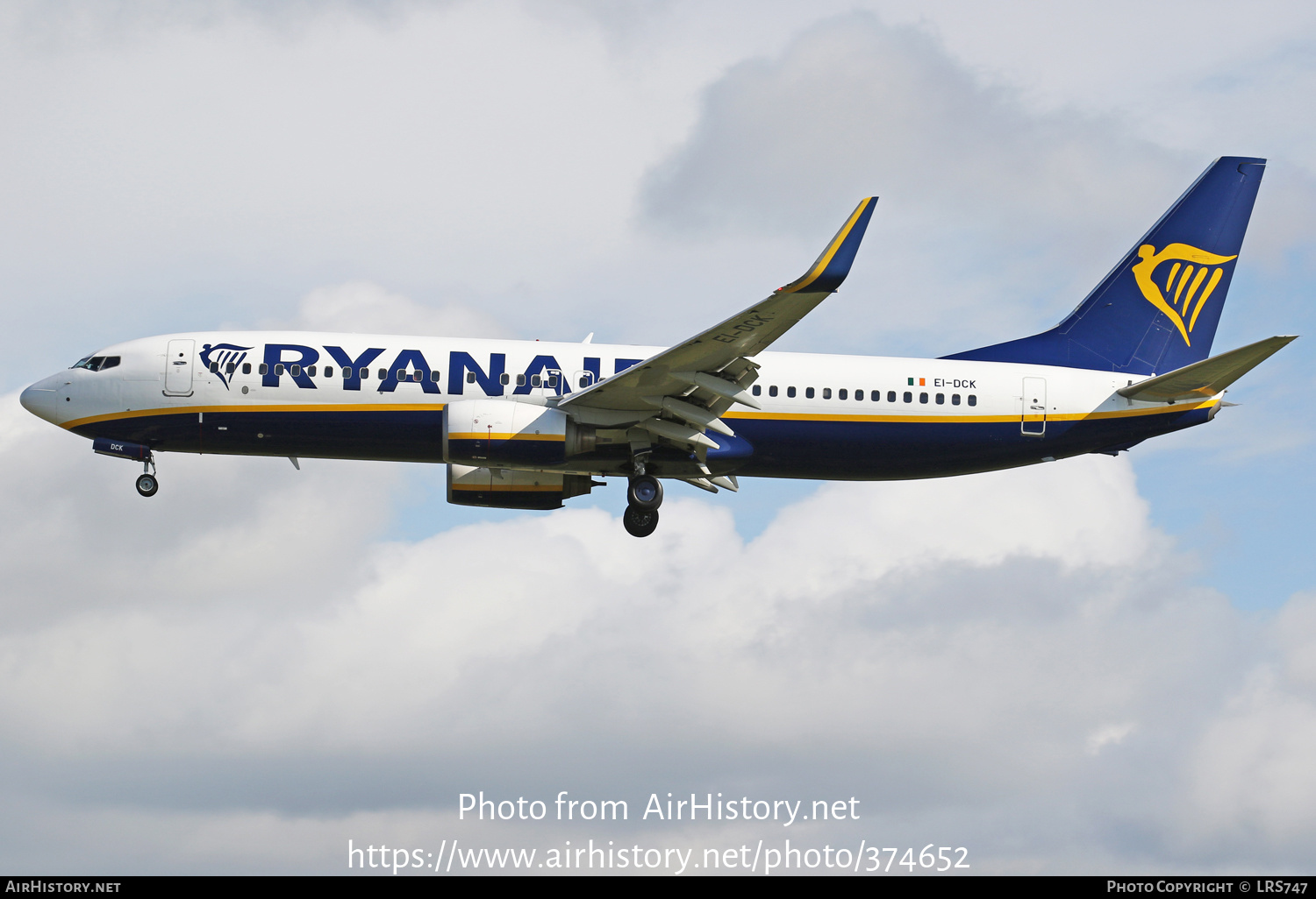 Aircraft Photo of EI-DCK | Boeing 737-8AS | Ryanair | AirHistory.net #374652