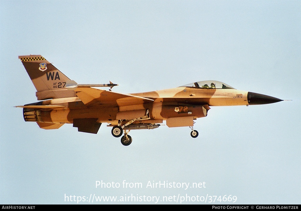 Aircraft Photo of 86-0272 / AF86-272 | General Dynamics F-16C Fighting Falcon | USA - Air Force | AirHistory.net #374669