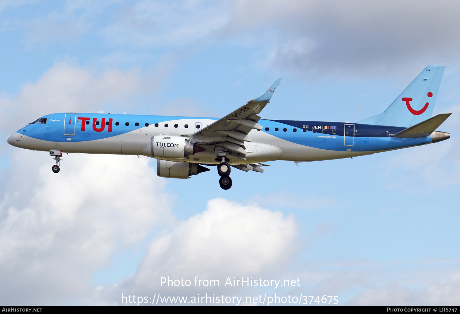 Aircraft Photo of OO-JEM | Embraer 190STD (ERJ-190-100STD) | TUI | AirHistory.net #374675