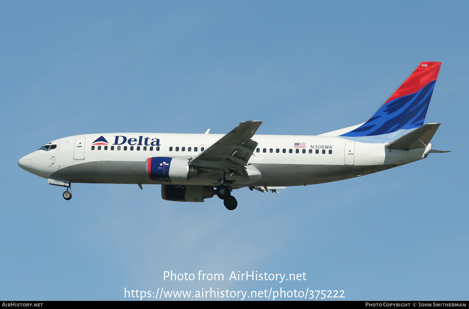 Aircraft Photo of N306WA | Boeing 737-347 | Delta Air Lines | AirHistory.net #375222