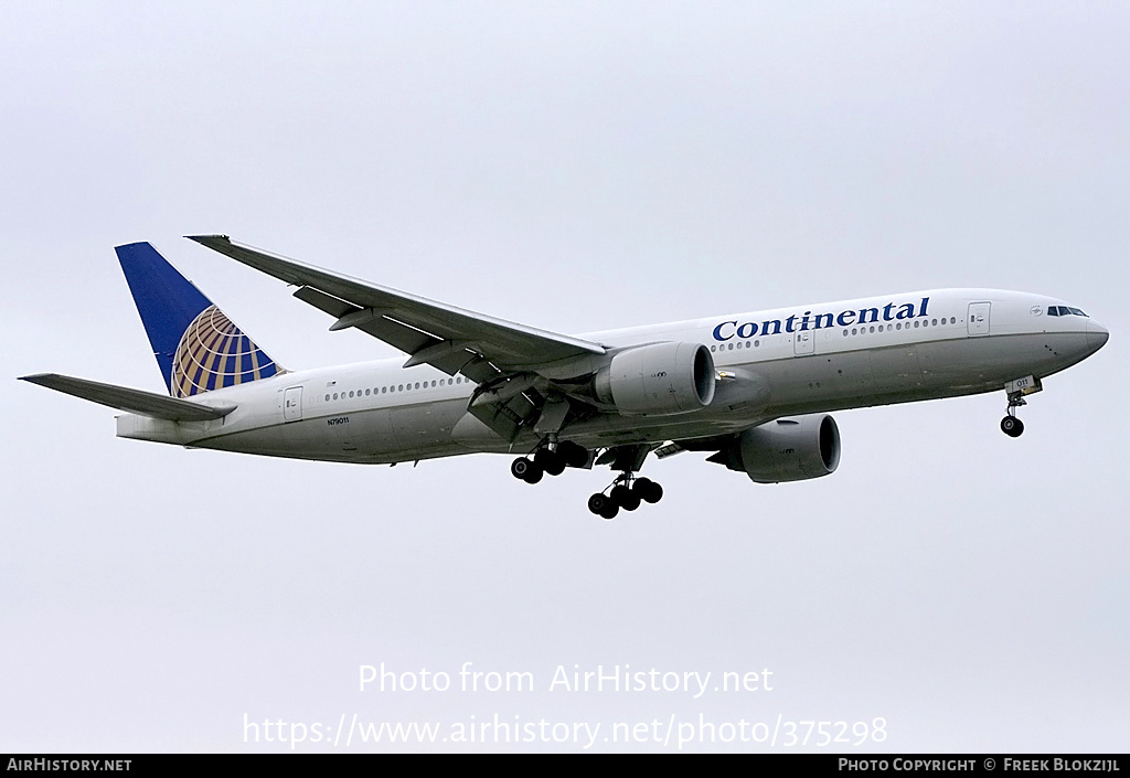 Aircraft Photo of N79011 | Boeing 777-224/ER | Continental Airlines | AirHistory.net #375298