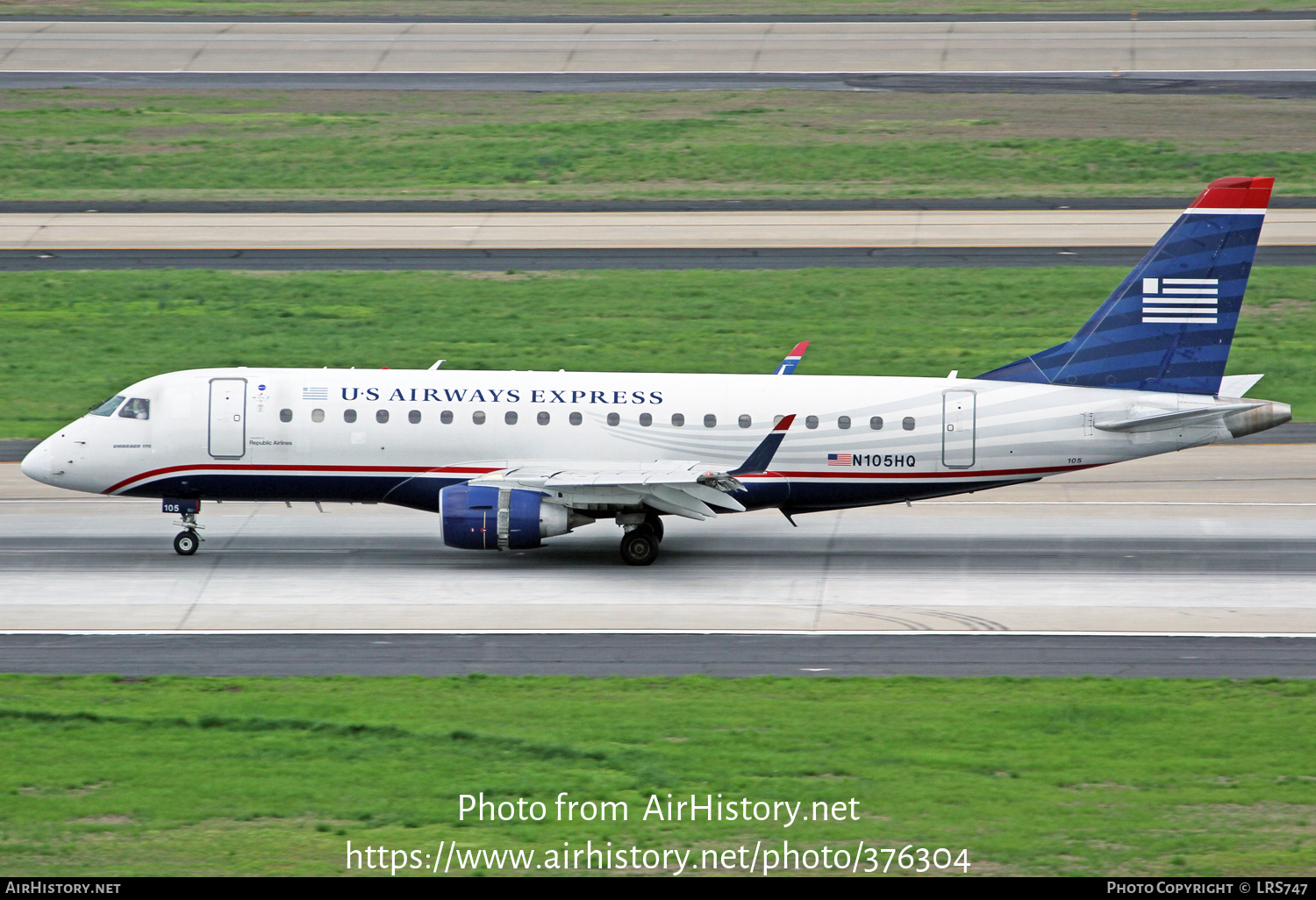 Aircraft Photo of N105HQ | Embraer 175LR (ERJ-170-200LR) | US Airways Express | AirHistory.net #376304