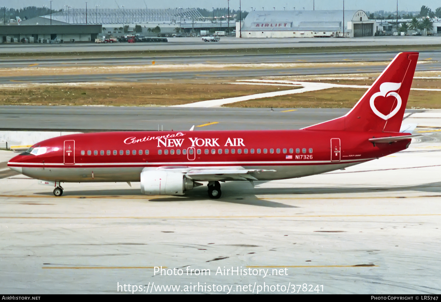 Aircraft Photo of N17326 | Boeing 737-3T0 | Continental's New York Air | AirHistory.net #378241