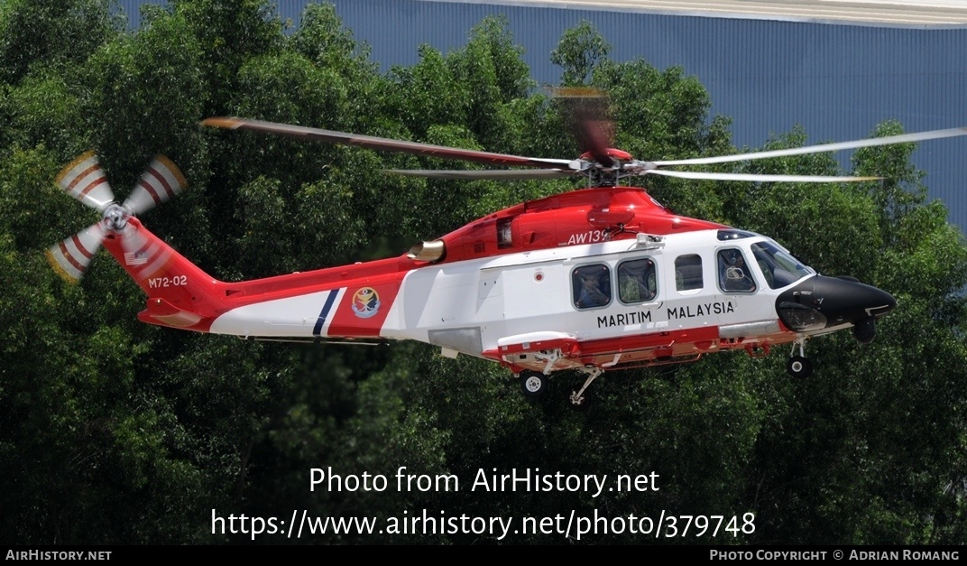 Aircraft Photo of M72-02 | AgustaWestland AW-139 | Malaysia - Coast Guard | AirHistory.net #379748