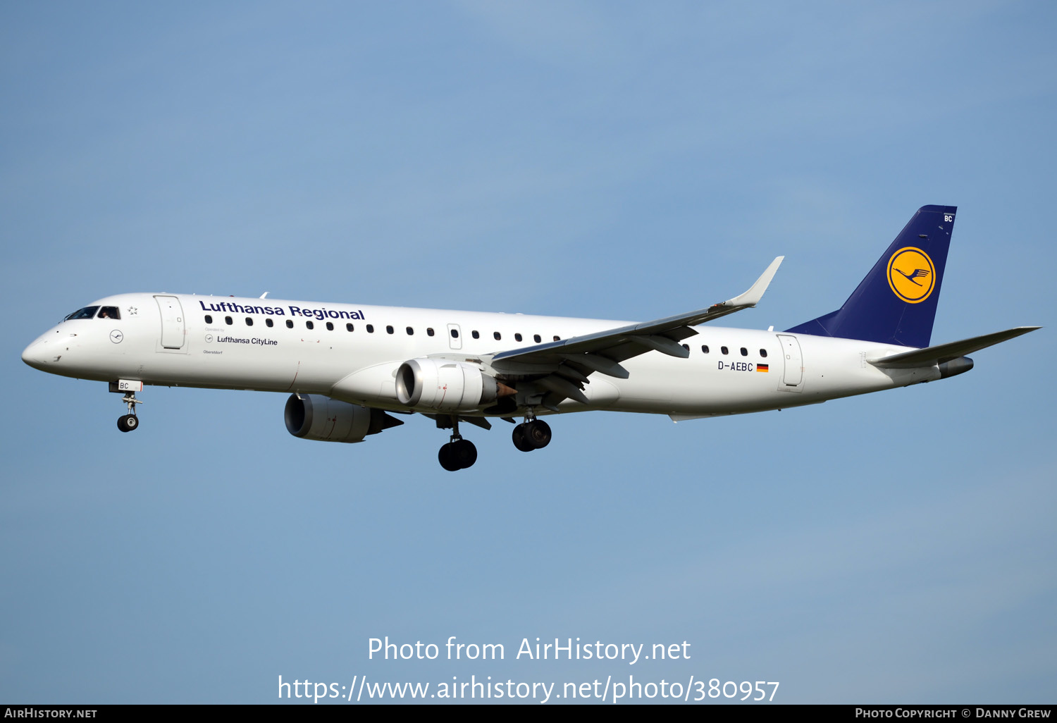 Aircraft Photo of D-AEBC | Embraer 195LR (ERJ-190-200LR) | Lufthansa Regional | AirHistory.net #380957