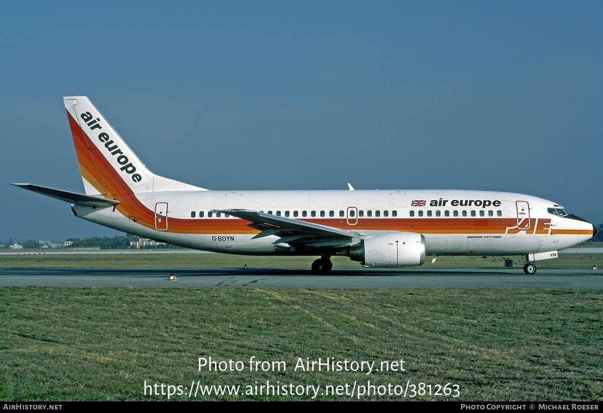 Aircraft Photo of G-BOYN | Boeing 737-3S3 | Air Europe | AirHistory.net #381263