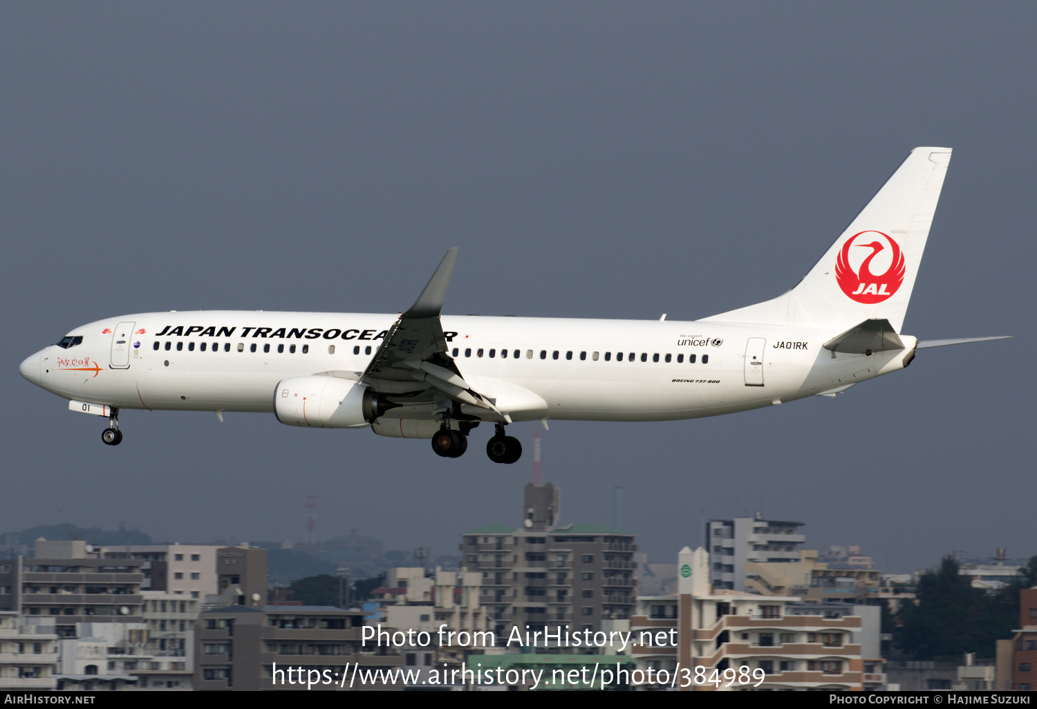 Aircraft Photo of JA01RK | Boeing 737-8Q3 | Japan TransOcean Air - JTA | AirHistory.net #384989