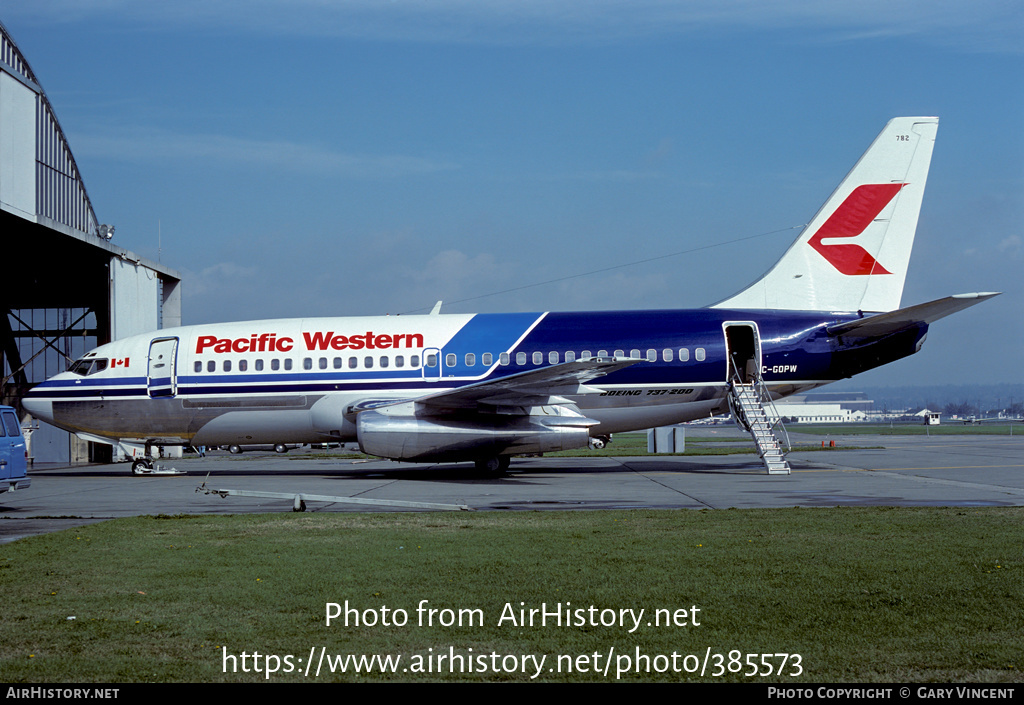 Aircraft Photo of C-GOPW | Boeing 737-275C/Adv | Pacific Western Airlines | AirHistory.net #385573