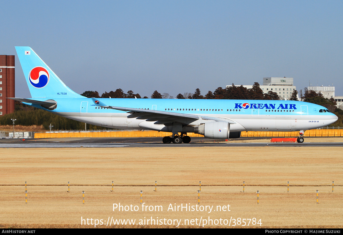 Aircraft Photo of HL7538 | Airbus A330-223 | Korean Air | AirHistory.net #385784