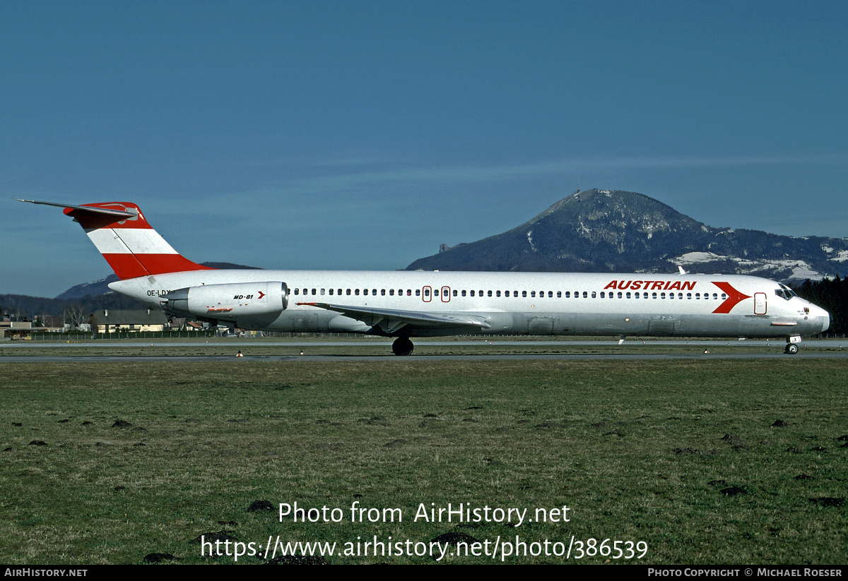 Aircraft Photo of OE-LDX | McDonnell Douglas MD-81 (DC-9-81) | Austrian Airlines | AirHistory.net #386539