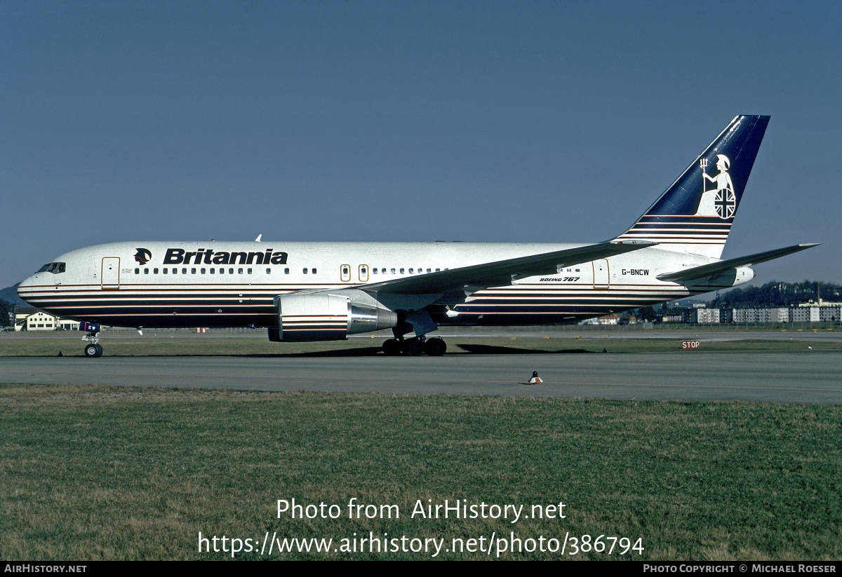 Aircraft Photo of G-BNCW | Boeing 767-204 | Britannia Airways | AirHistory.net #386794