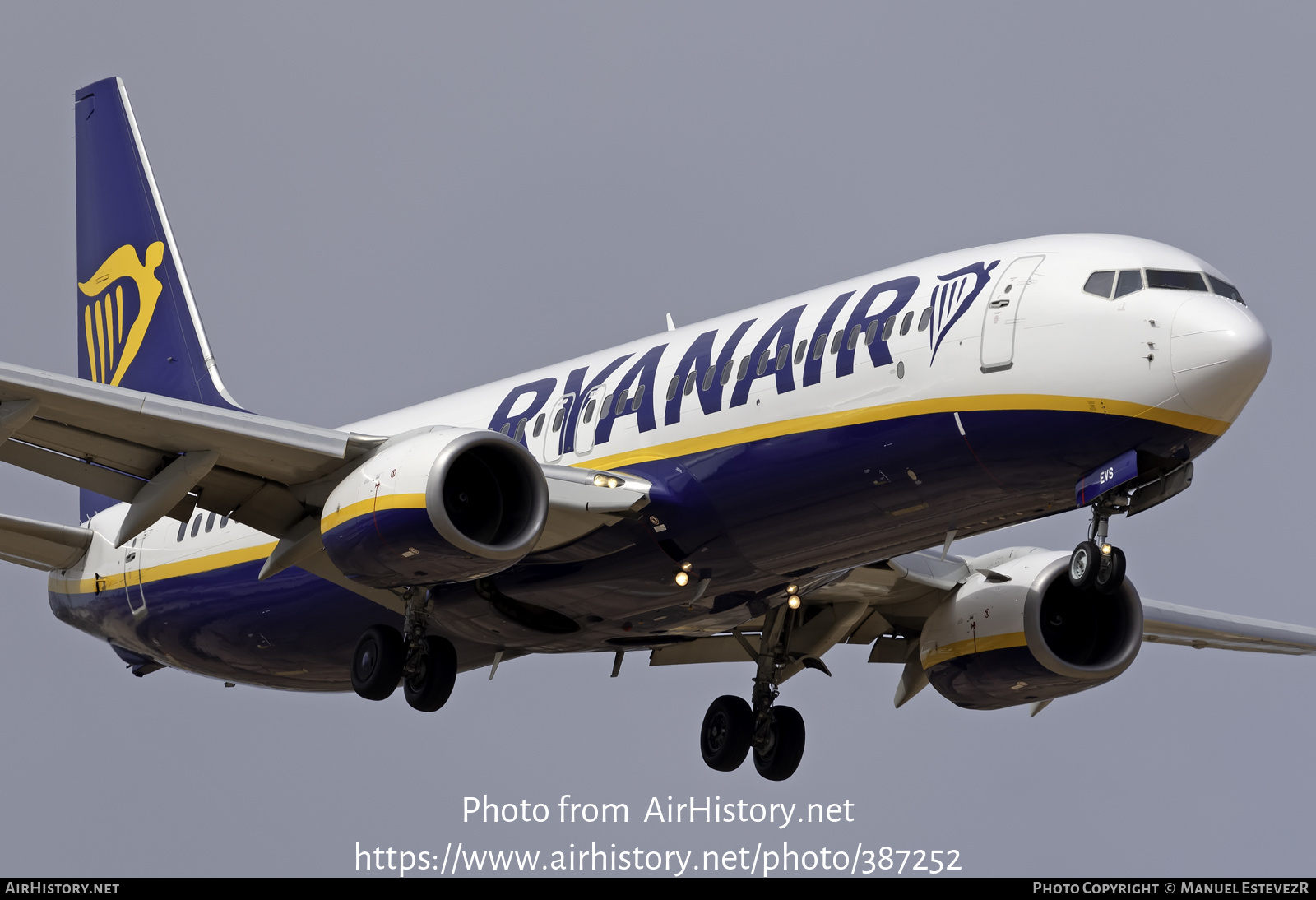 Aircraft Photo of EI-EVS | Boeing 737-8AS | Ryanair | AirHistory.net #387252