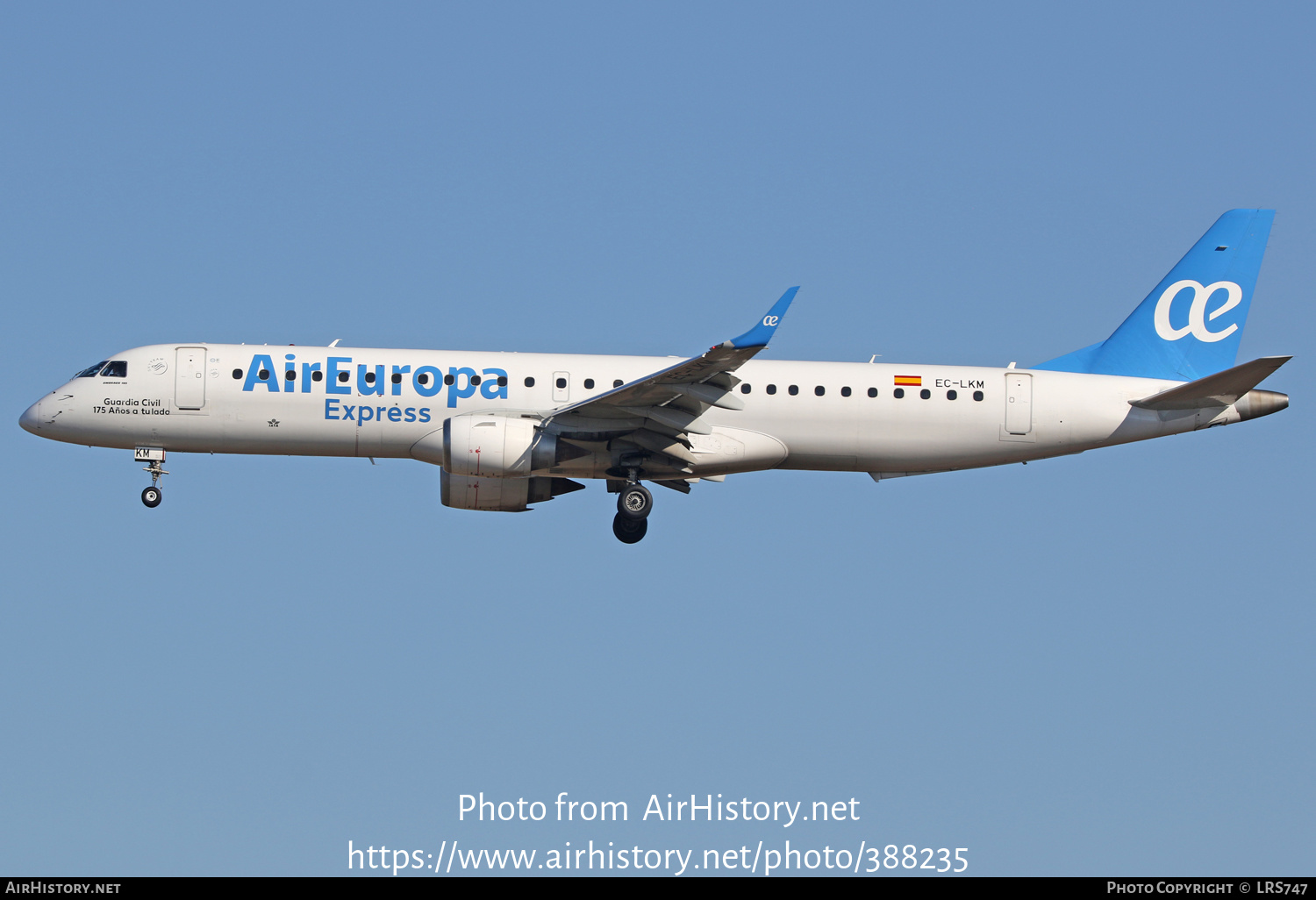 Aircraft Photo of EC-LKM | Embraer 195LR (ERJ-190-200LR) | Air Europa Express | AirHistory.net #388235