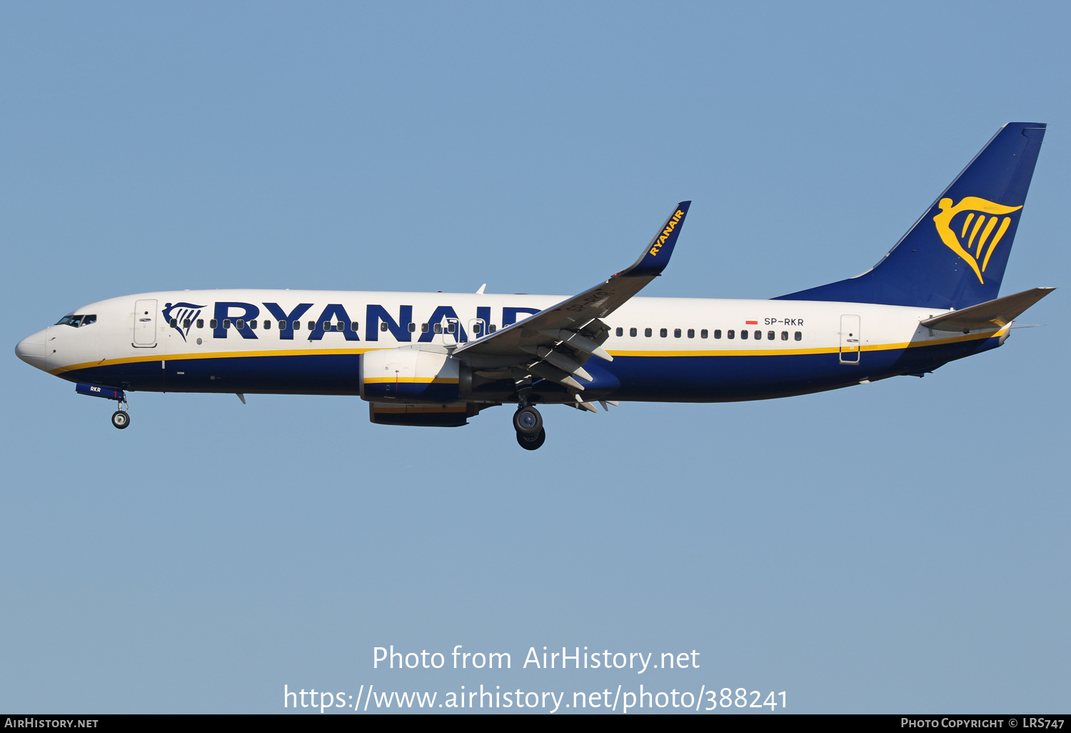 Aircraft Photo of SP-RKR | Boeing 737-8AS | Ryanair | AirHistory.net #388241